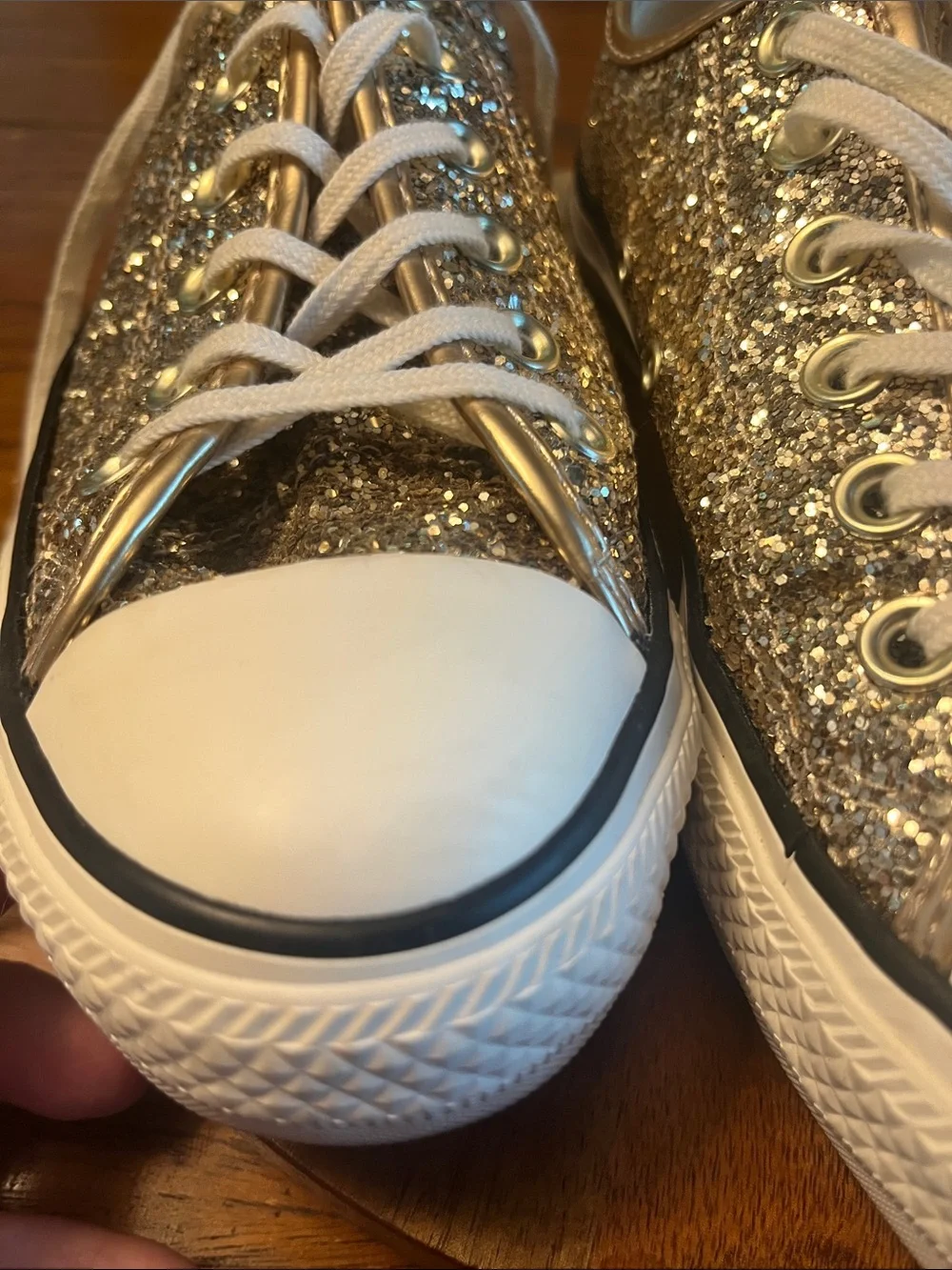 Converse Chuck Taylor Champaign Gold Glitter Low-Top Sneakers